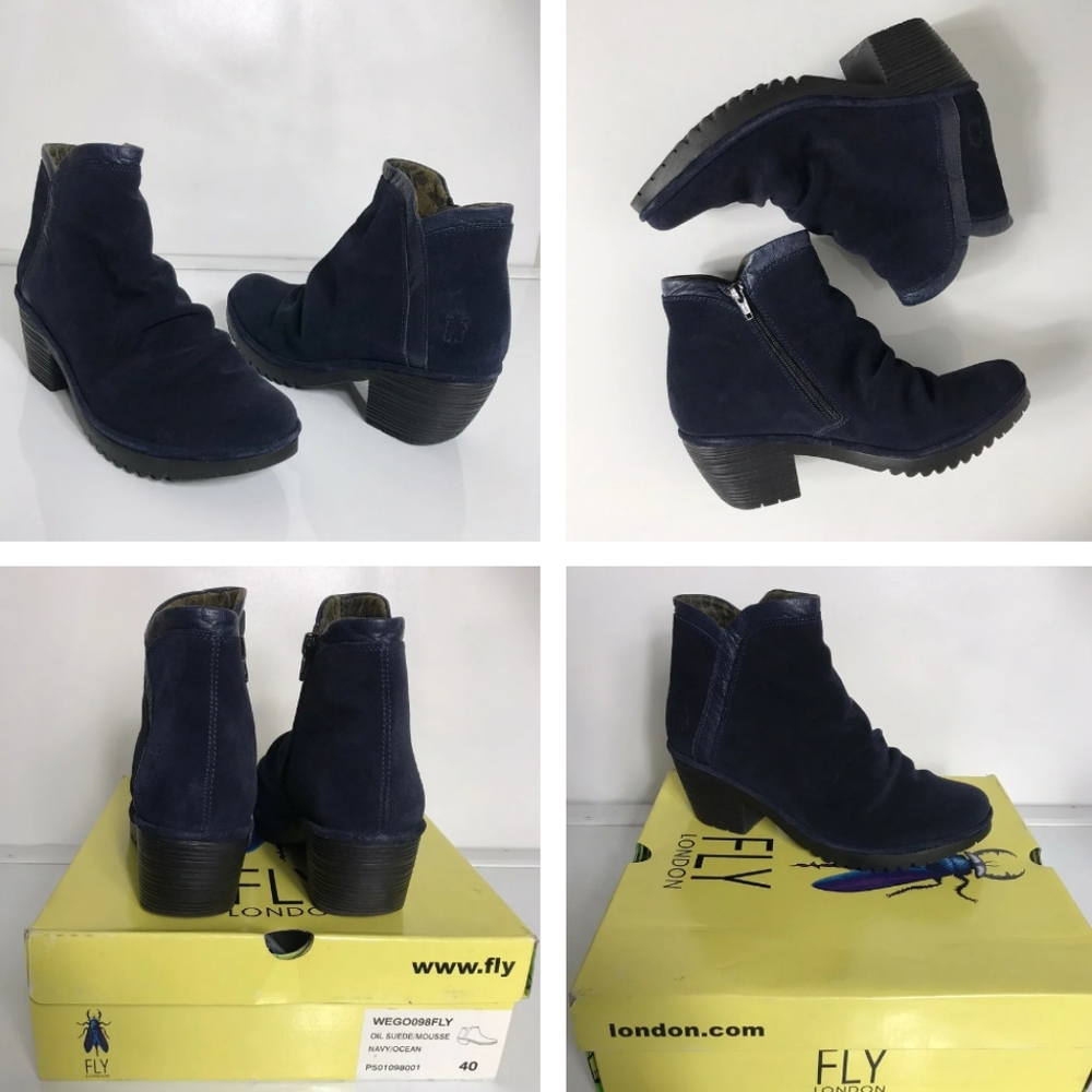 Fly London Blue Ankle Boots with Chunky Sole